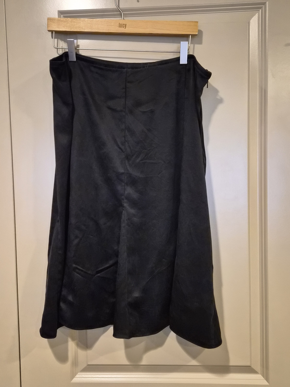 Eileen Fisher 100% Silk Black Fit And Flare Skirt Quiet Luxury Minimalist